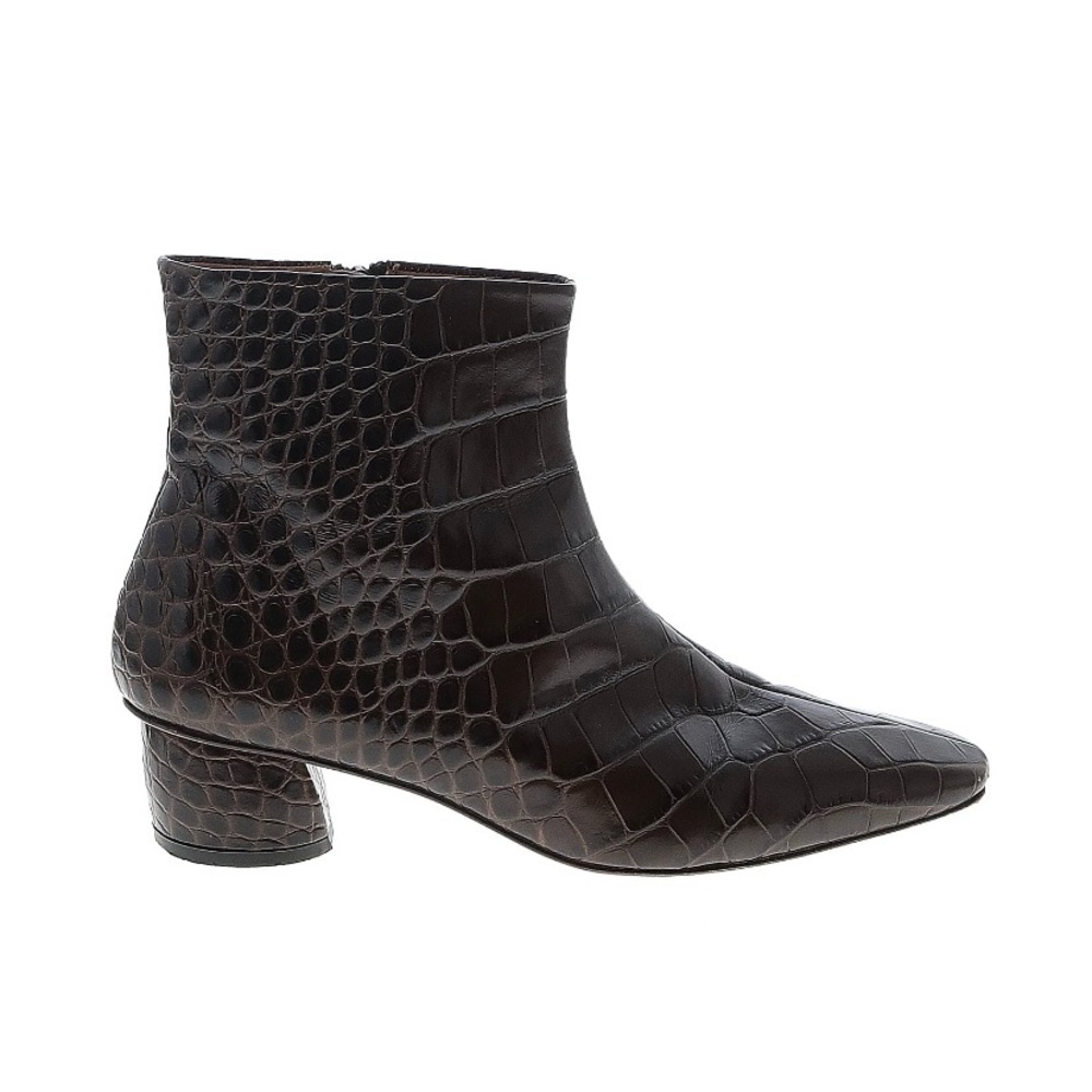 LOQ Matea Brown Croc Embossed Ankle Boots